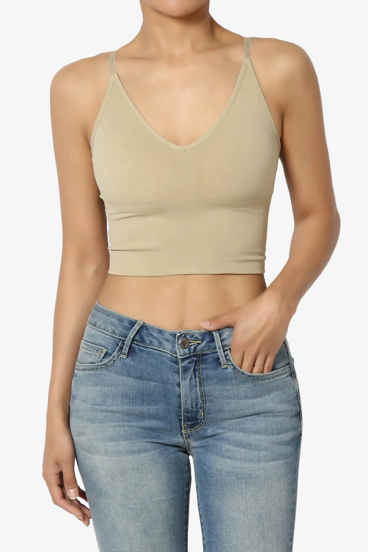 Melena Cross Back Triangle V-Neck Crop Cami