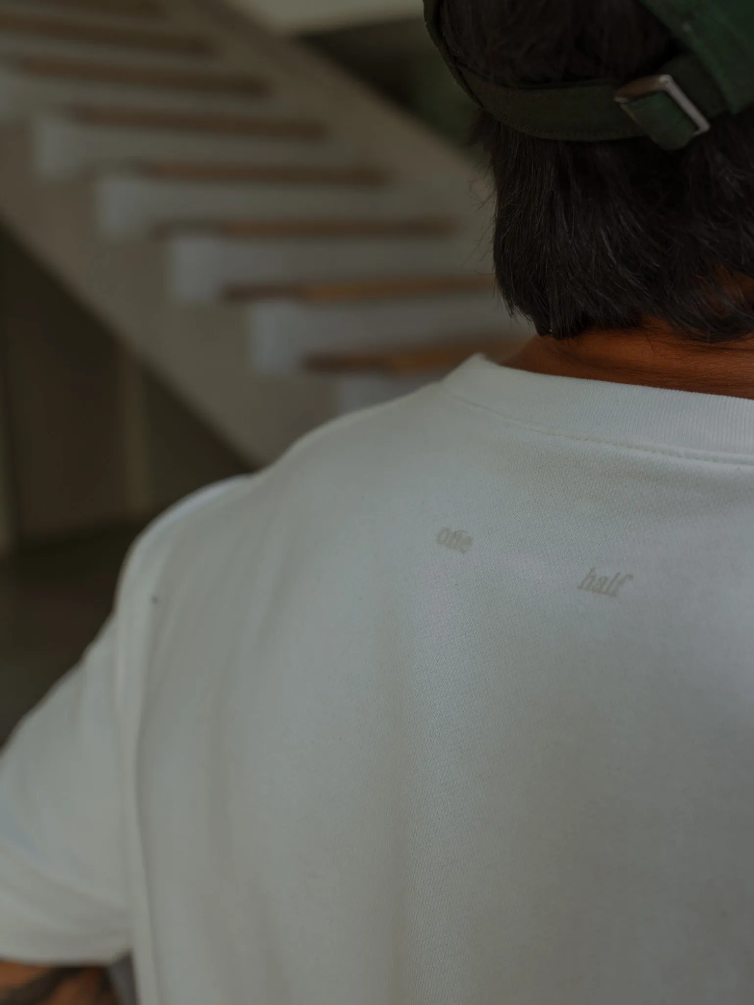 MEN DOUBLE TEXTURE T-SHIRT - CREAMY