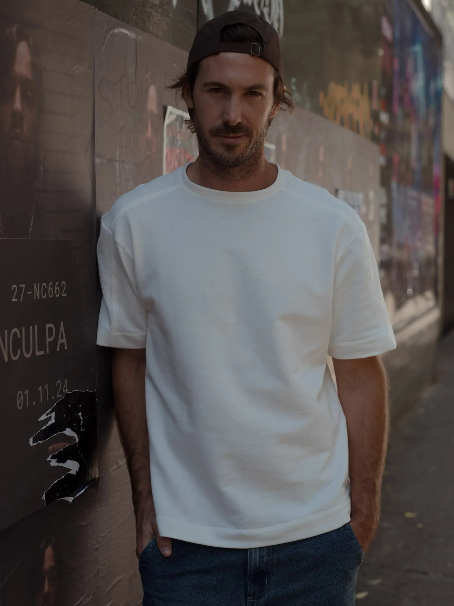 MEN DOUBLE TEXTURE T-SHIRT - CREAMY