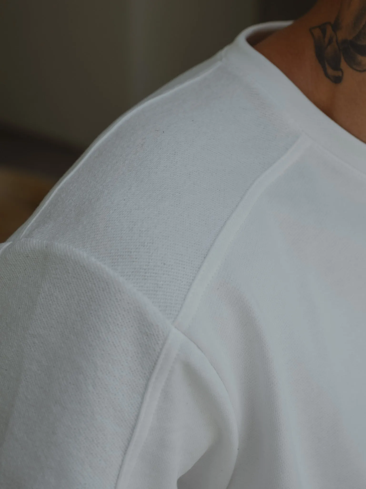 MEN DOUBLE TEXTURE T-SHIRT - CREAMY