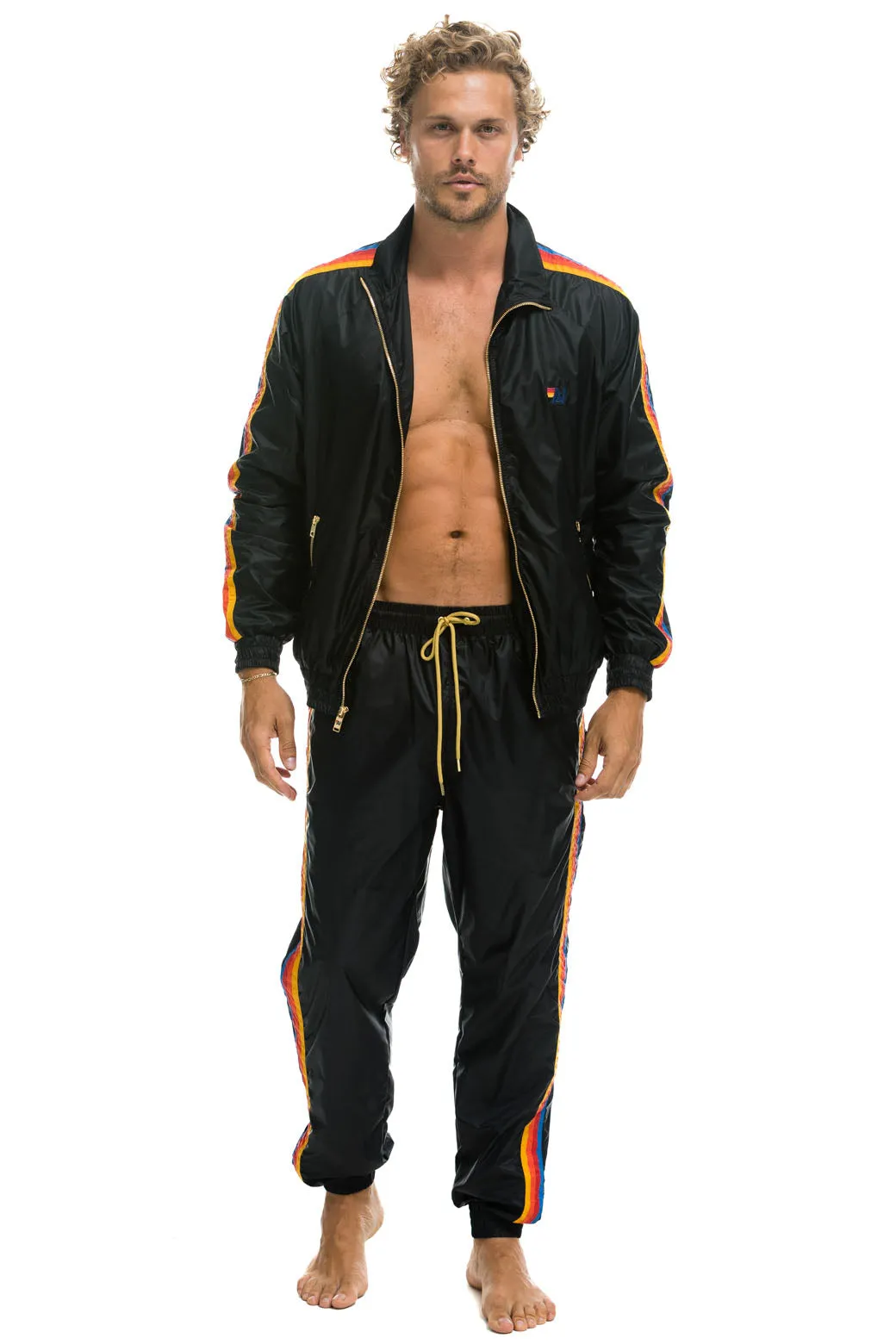 MEN'S 4 STRIPE WIND PANT - BLACK
