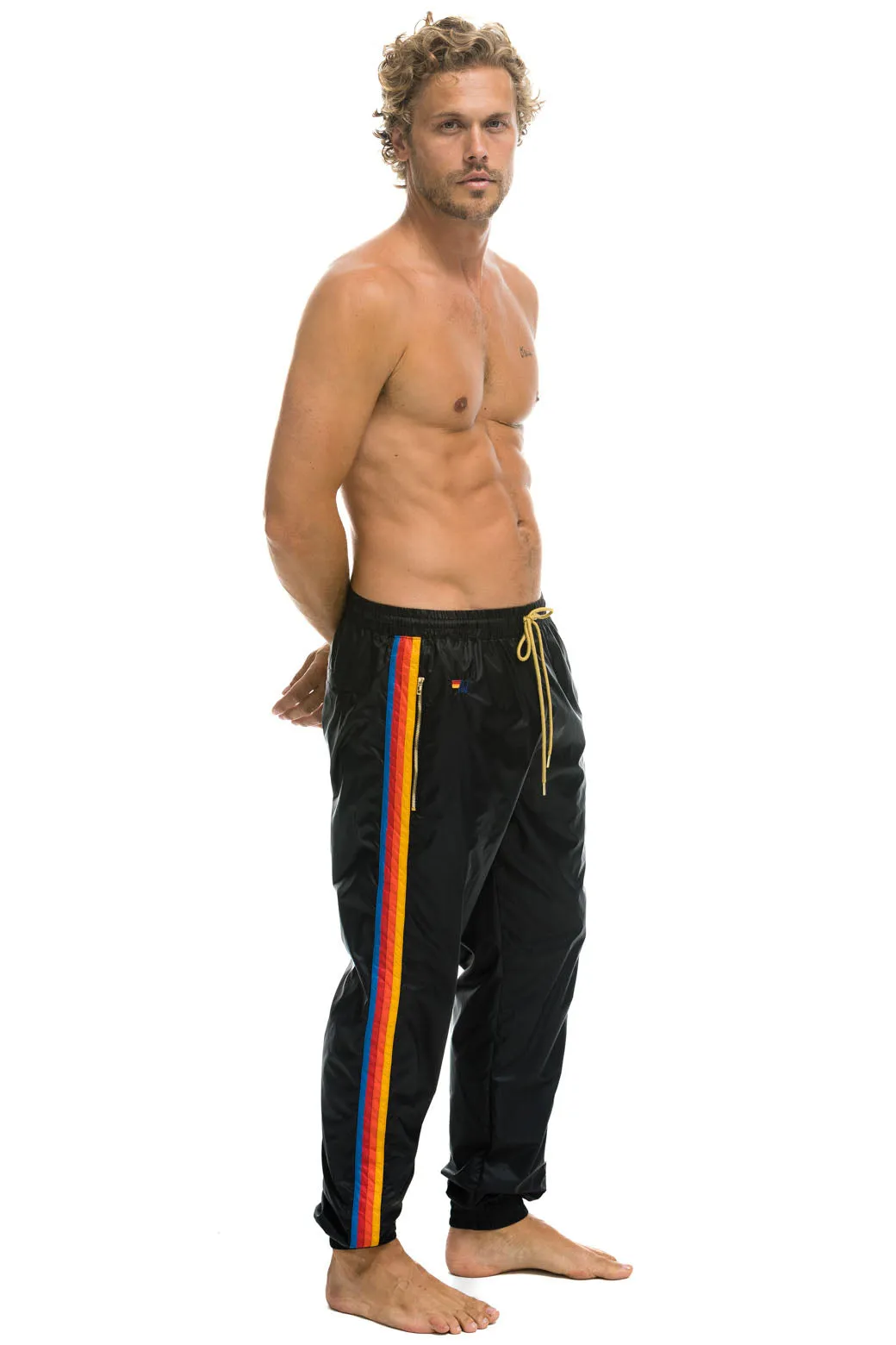 MEN'S 4 STRIPE WIND PANT - BLACK