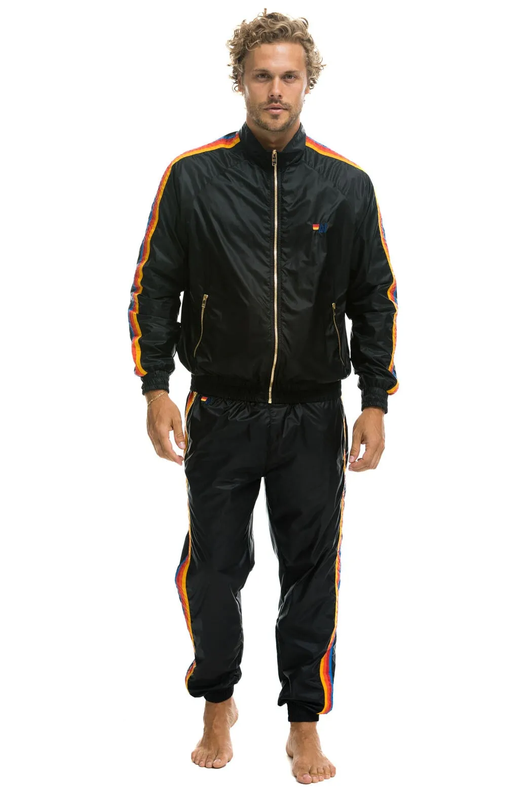 MEN'S 4 STRIPE WIND PANT - BLACK