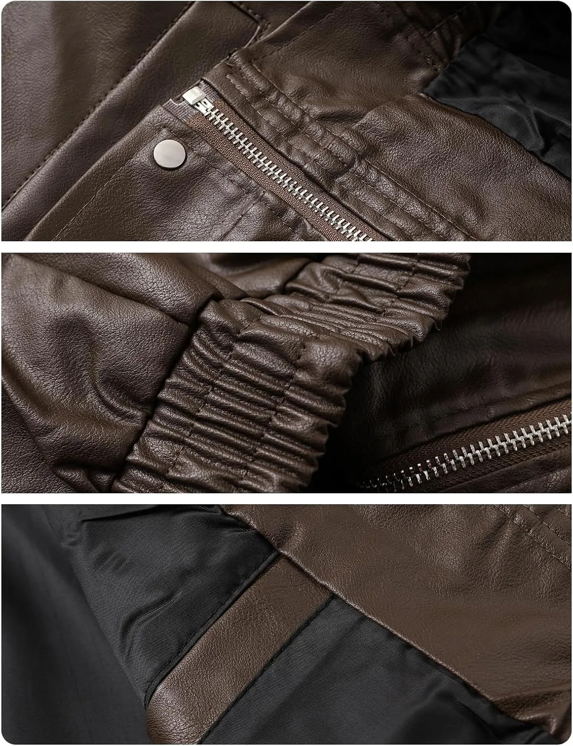 Men's Oversized Faux Leather Zip Up Bomber Jacket Vintage Biker Racing Moto Jackets Streetwear Coats