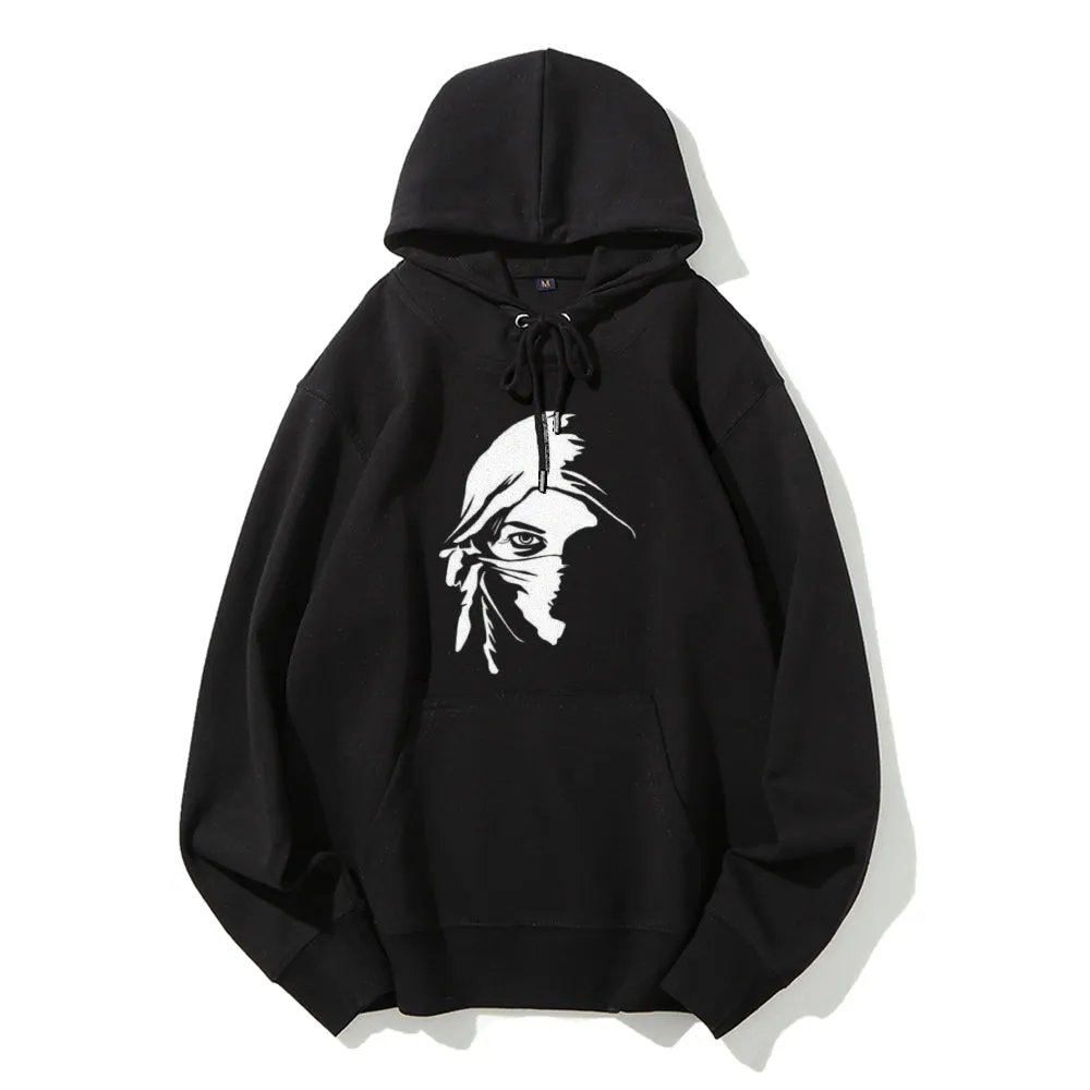 Mens Portrait Face Graphic Pullover Hoodies