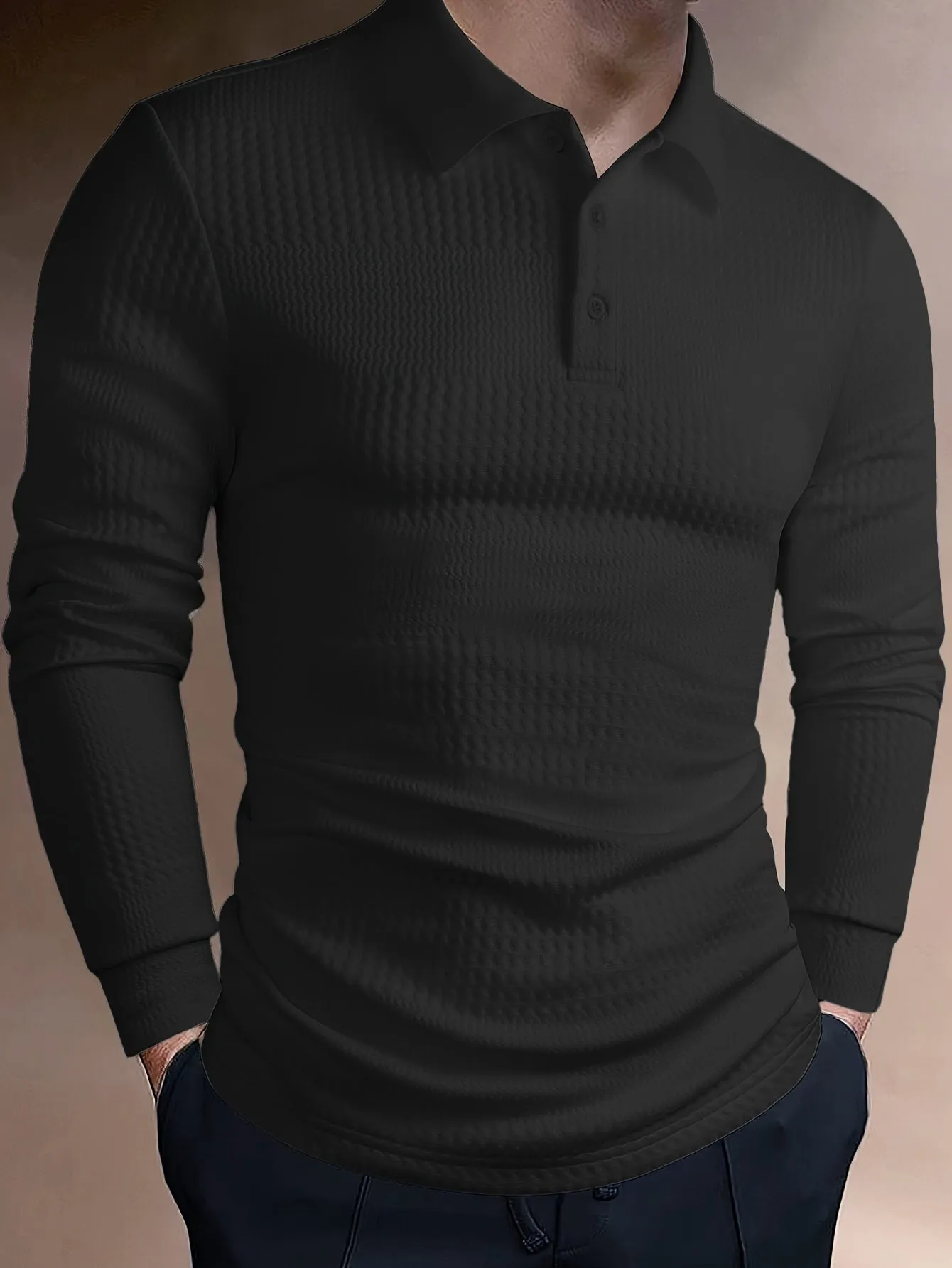 Men's Solid Jacquard Polo T-Shirt for Comfort – Ryan