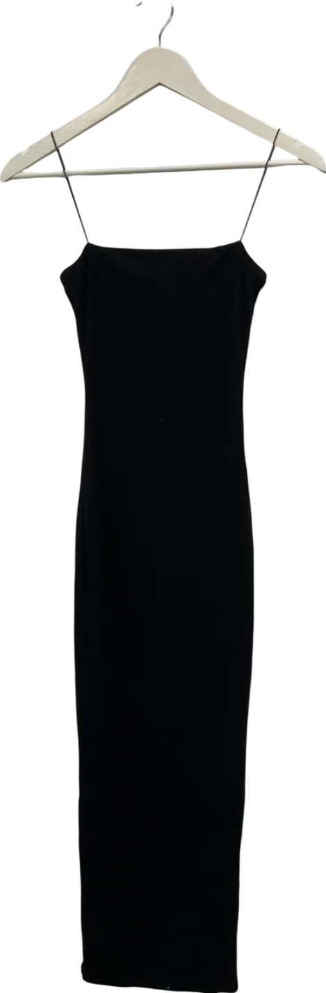 Meshki Black Ribbed Maxi Dress UK S