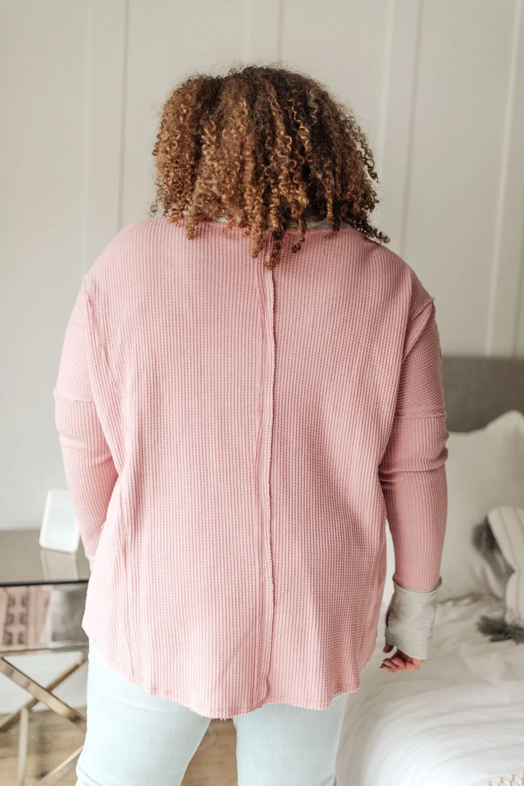 Mia Waffle Knit Long Sleeve In Pink