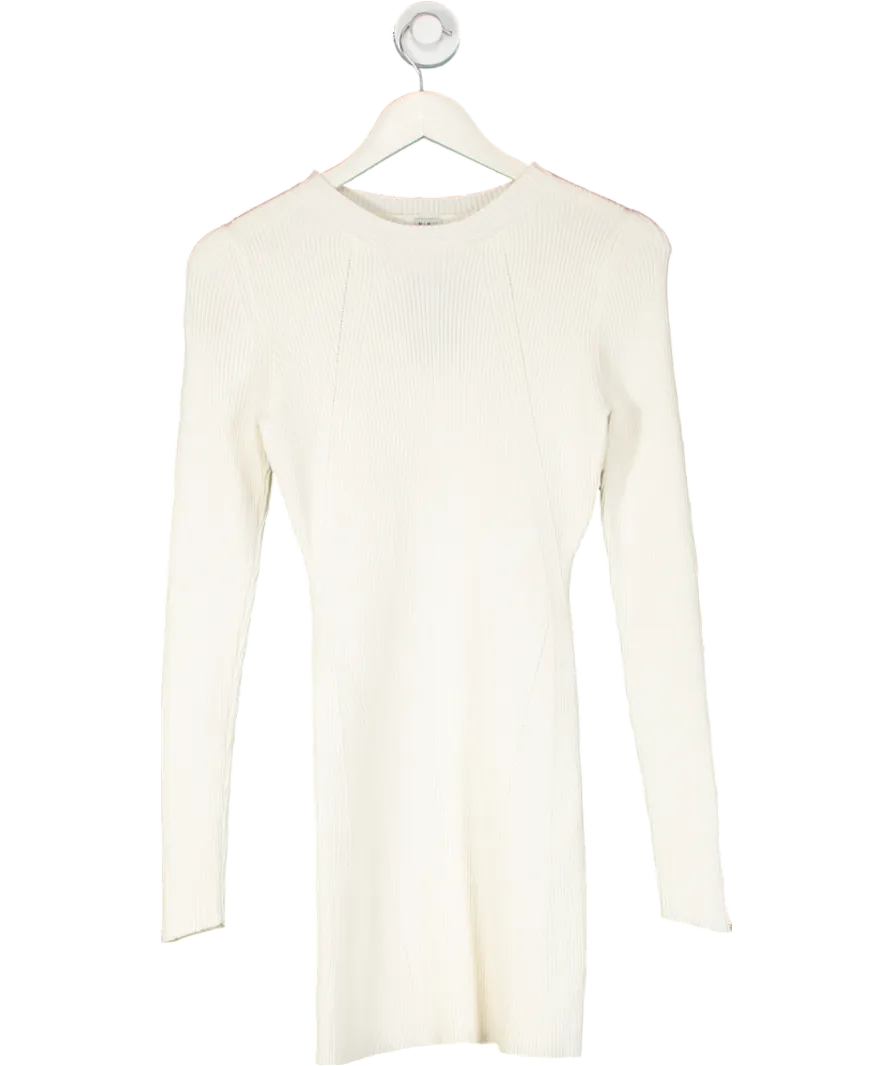 Mimii London Cream Ribbed Knit Long Sleeve Dress UK S