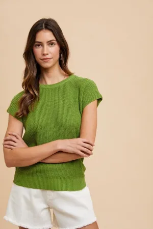 Mindy Short Sleeve Sweater - Moss