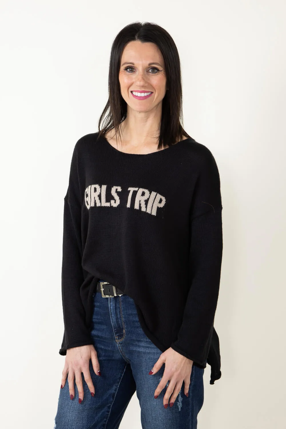 Miracle Girls Trip Sweater for Women in Black | W2324-BLACK
