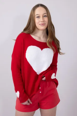 Miracle Heart Sweater for Women in Red/White | B2502-REDWHITE
