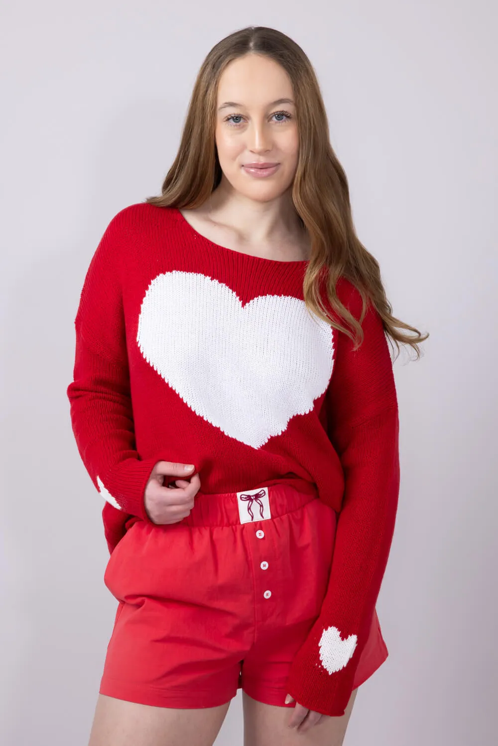 Miracle Heart Sweater for Women in Red/White | B2502-REDWHITE