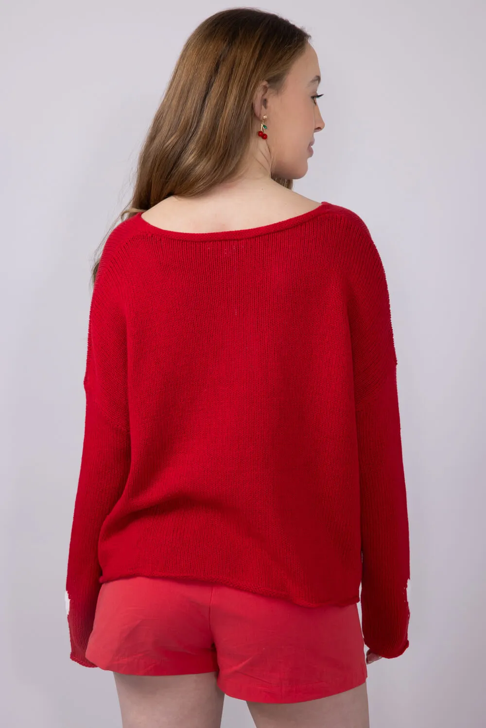 Miracle Heart Sweater for Women in Red/White | B2502-REDWHITE