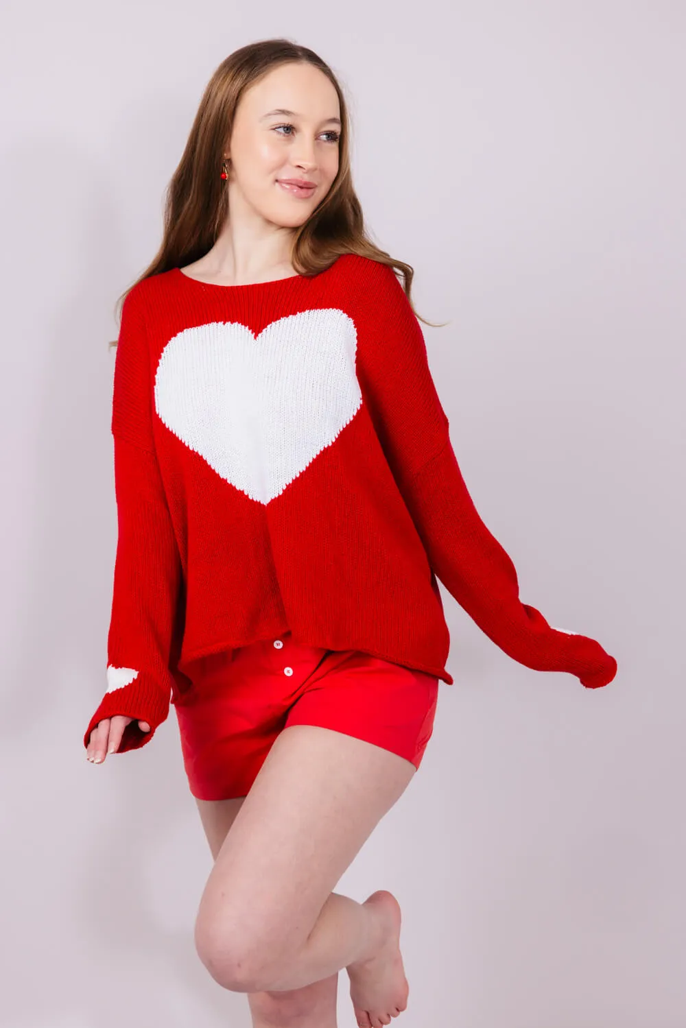 Miracle Heart Sweater for Women in Red/White | B2502-REDWHITE