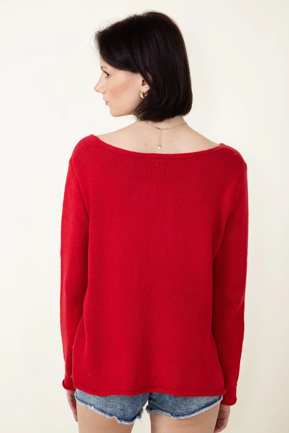 Miracle Star Lightweight Sweater for Women in Red | F165-REDIVORY