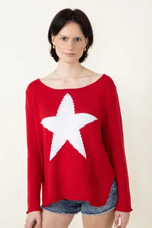 Miracle Star Lightweight Sweater for Women in Red | F165-REDIVORY