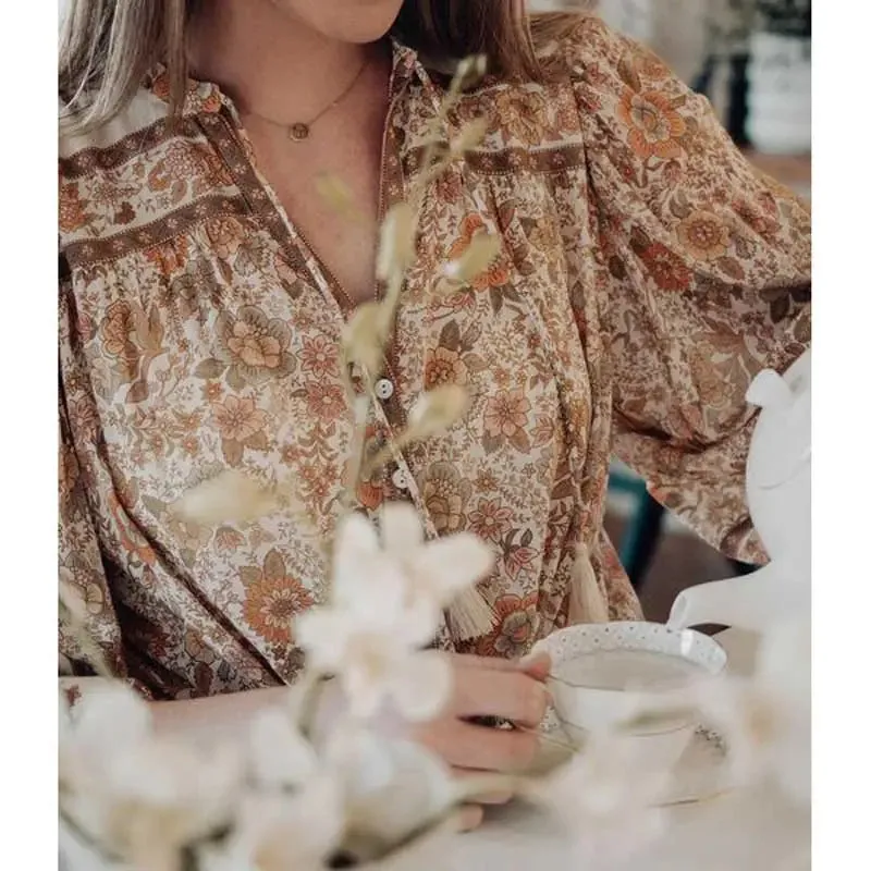 MIRELLA Floral Print Oversize Blouse - New