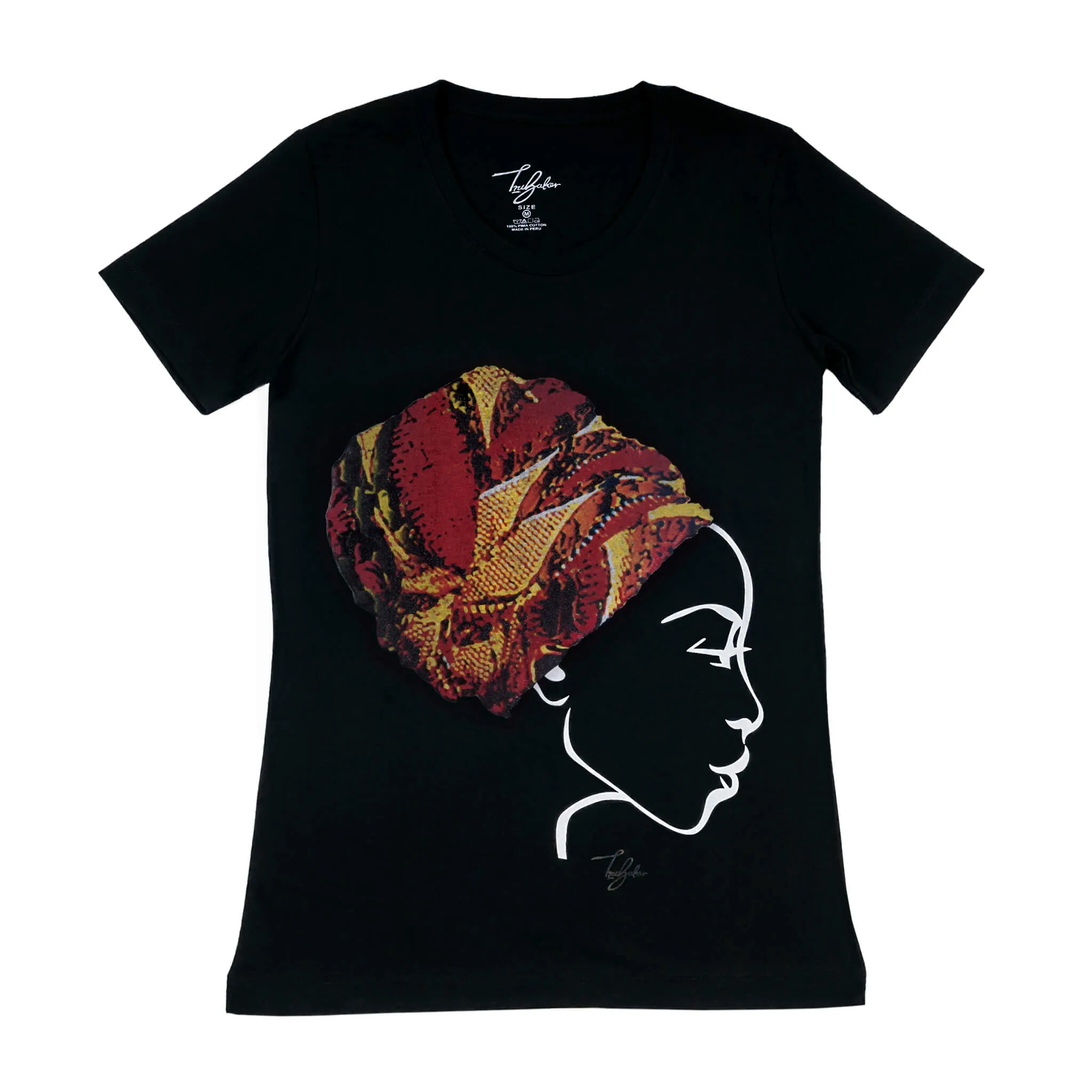 MISS AFRICA WITH CHURCH TRIBAL HEAD WRAP (LADIES SHORT SLEEVE T-SHIRT)