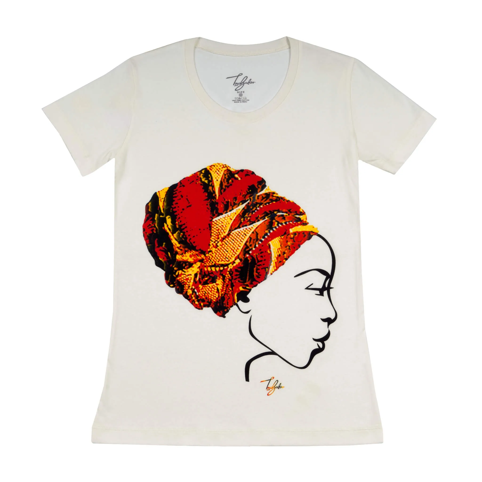 MISS AFRICA WITH CHURCH TRIBAL HEAD WRAP (LADIES SHORT SLEEVE T-SHIRT)