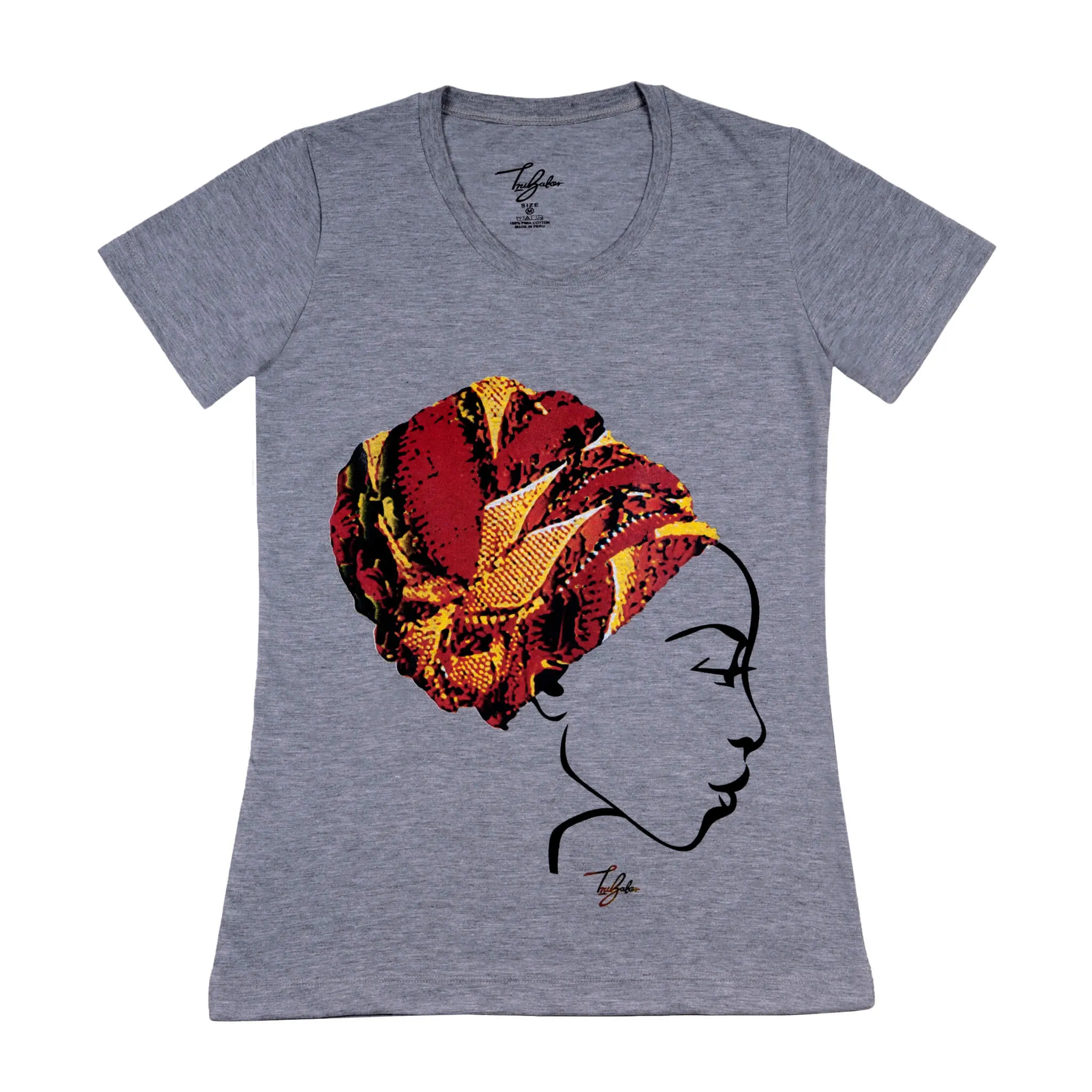 MISS AFRICA WITH CHURCH TRIBAL HEAD WRAP (LADIES SHORT SLEEVE T-SHIRT)