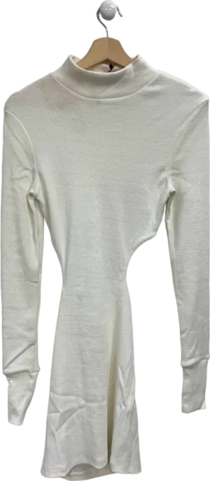 Miss Pap Cream Ribbed Cut Out Open Back Mini Dress UK 10