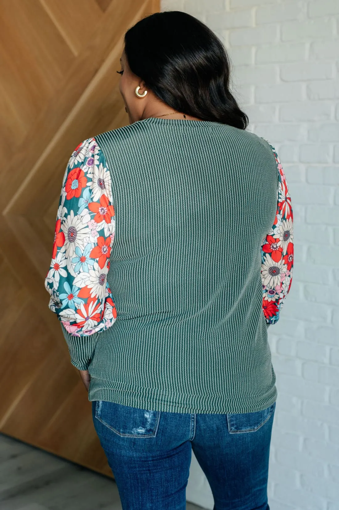 Mixed Media Floral Detail Top