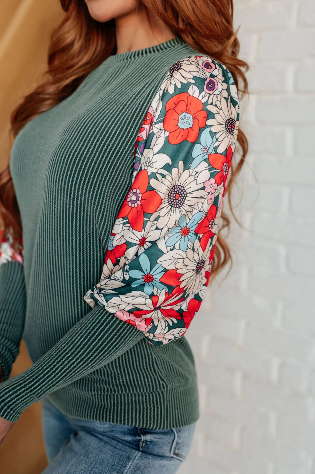 Mixed Media Floral Detail Top