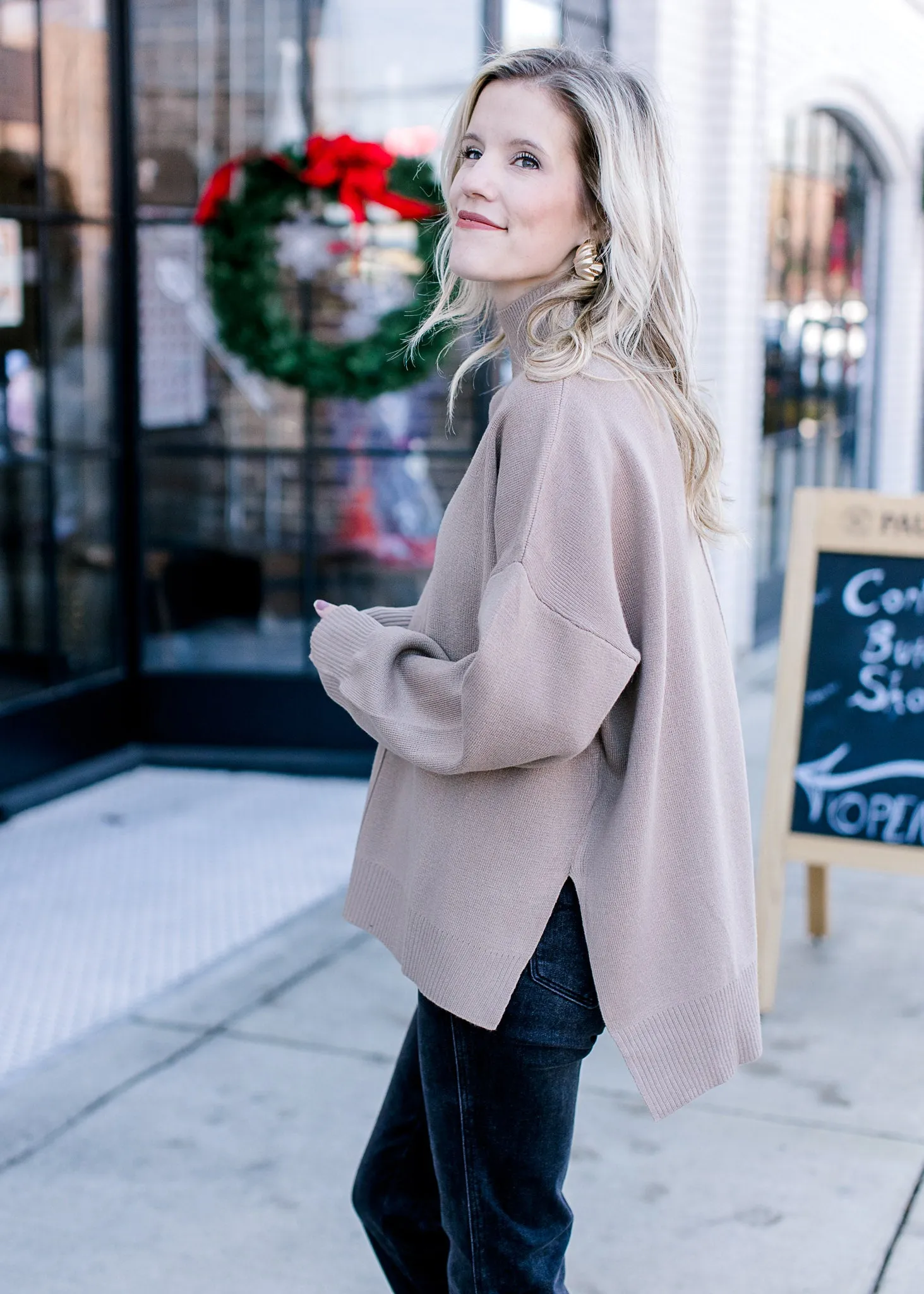 Mocha Mock Neck Sweater B