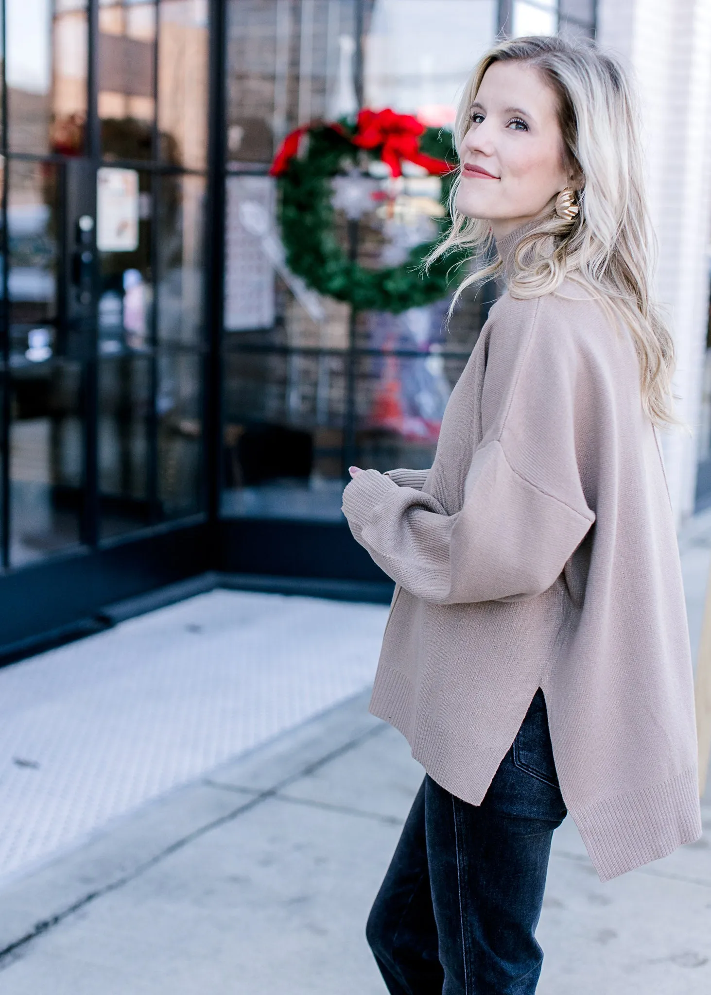 Mocha Mock Neck Sweater B