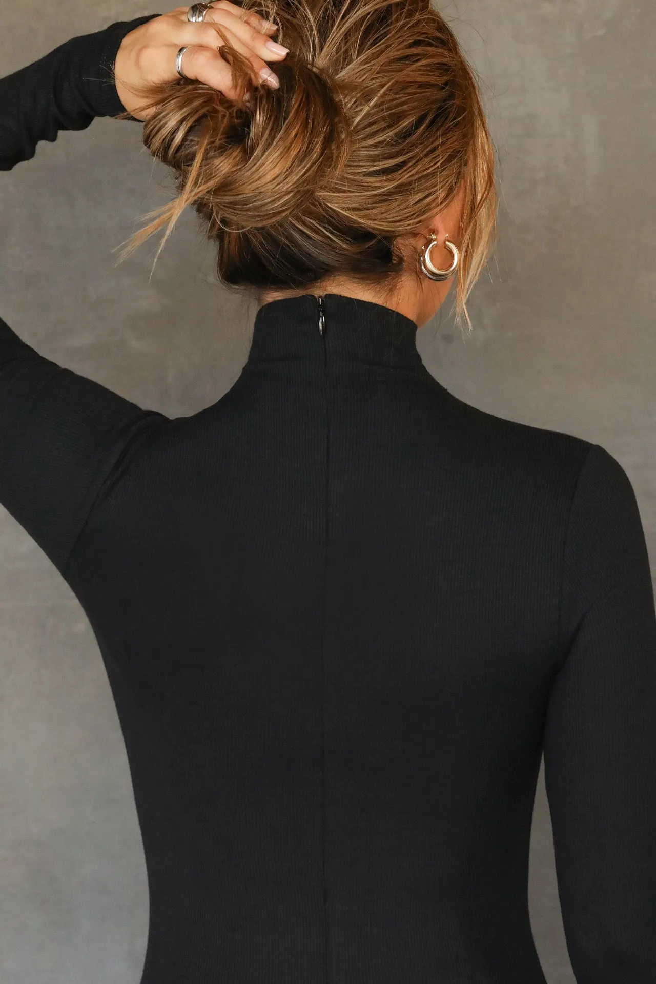 Mock Neck Midi Dress