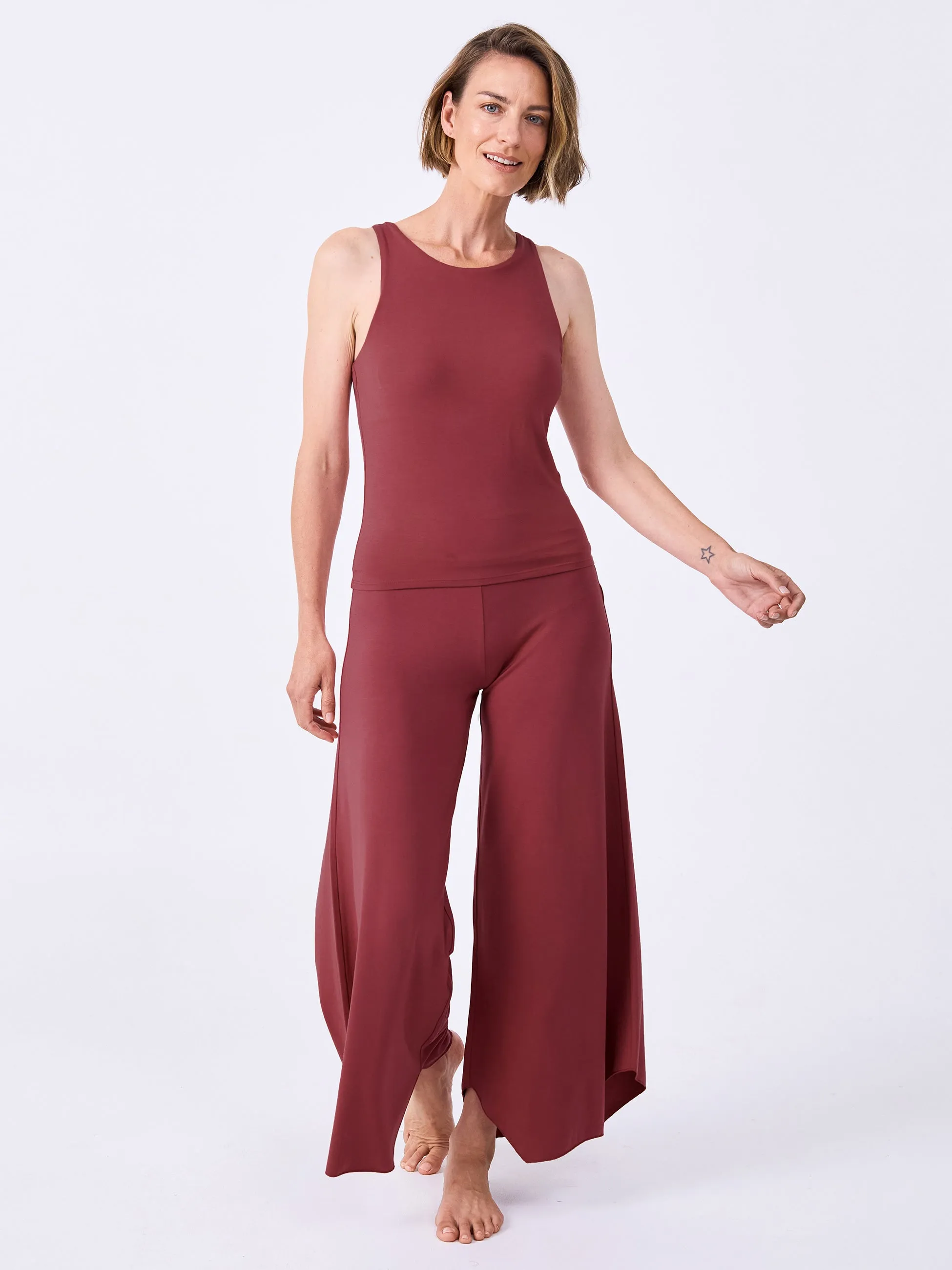 Modal Tulip Flare Pant - Earth Red