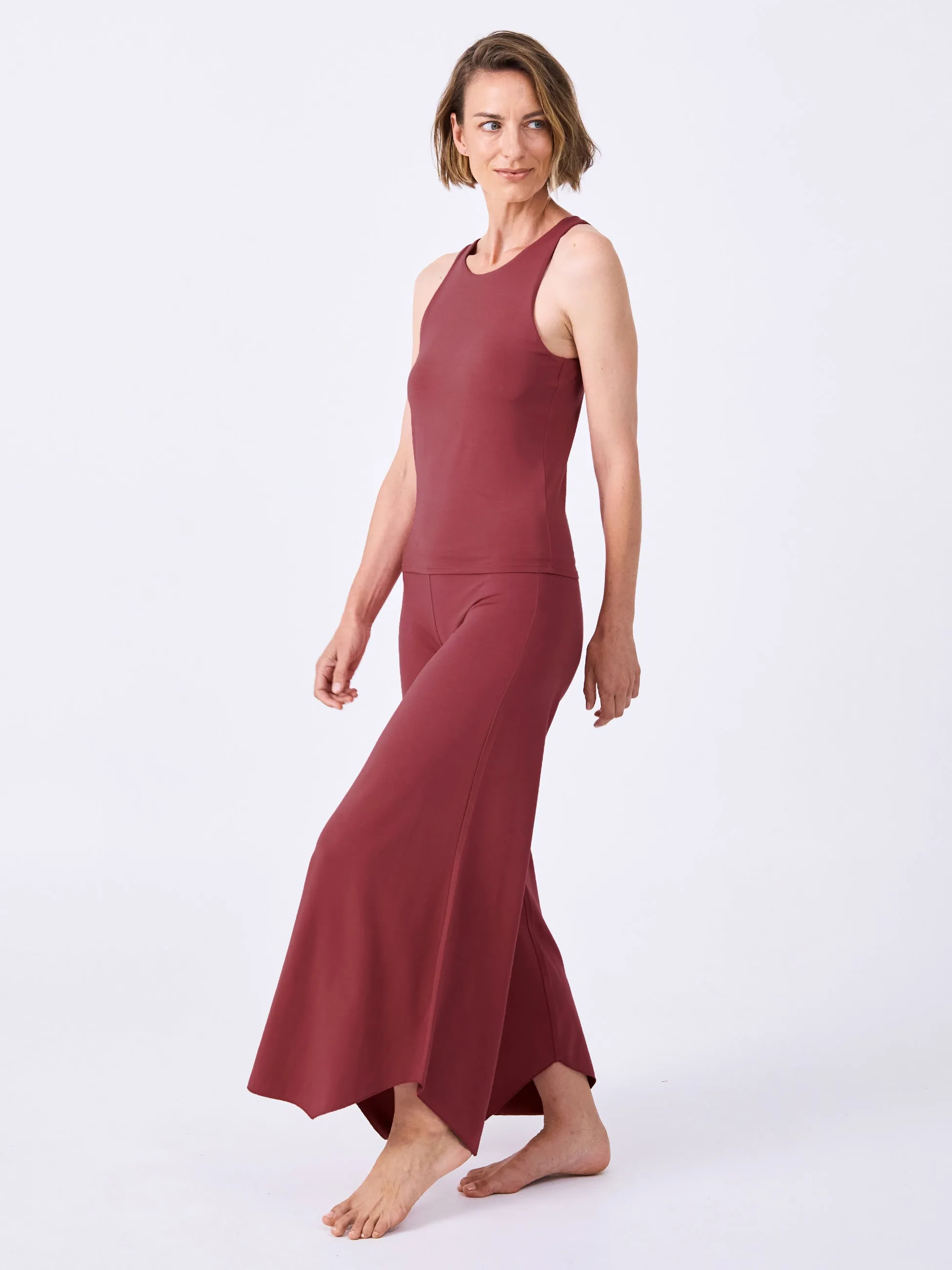 Modal Tulip Flare Pant - Earth Red