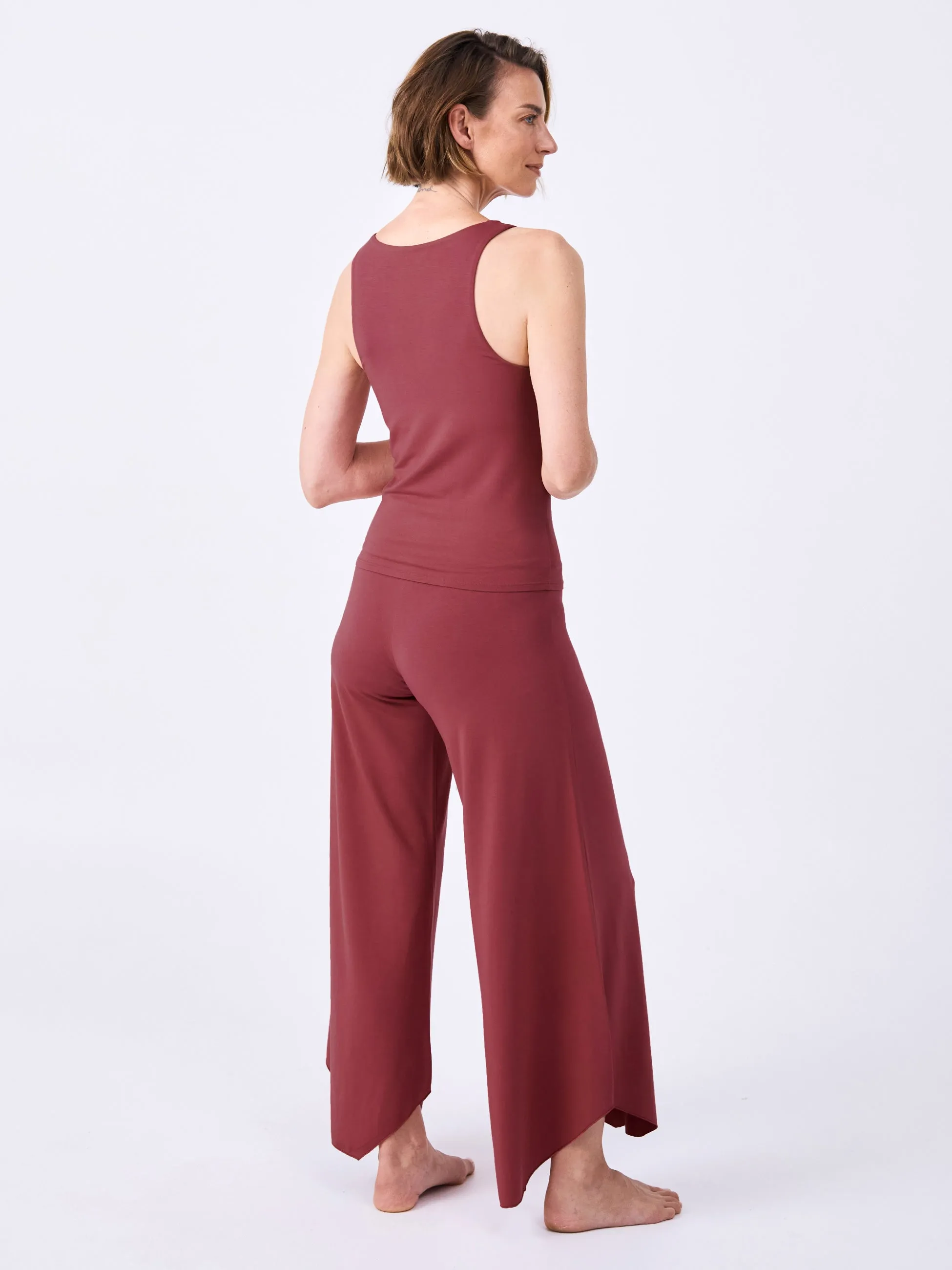 Modal Tulip Flare Pant - Earth Red