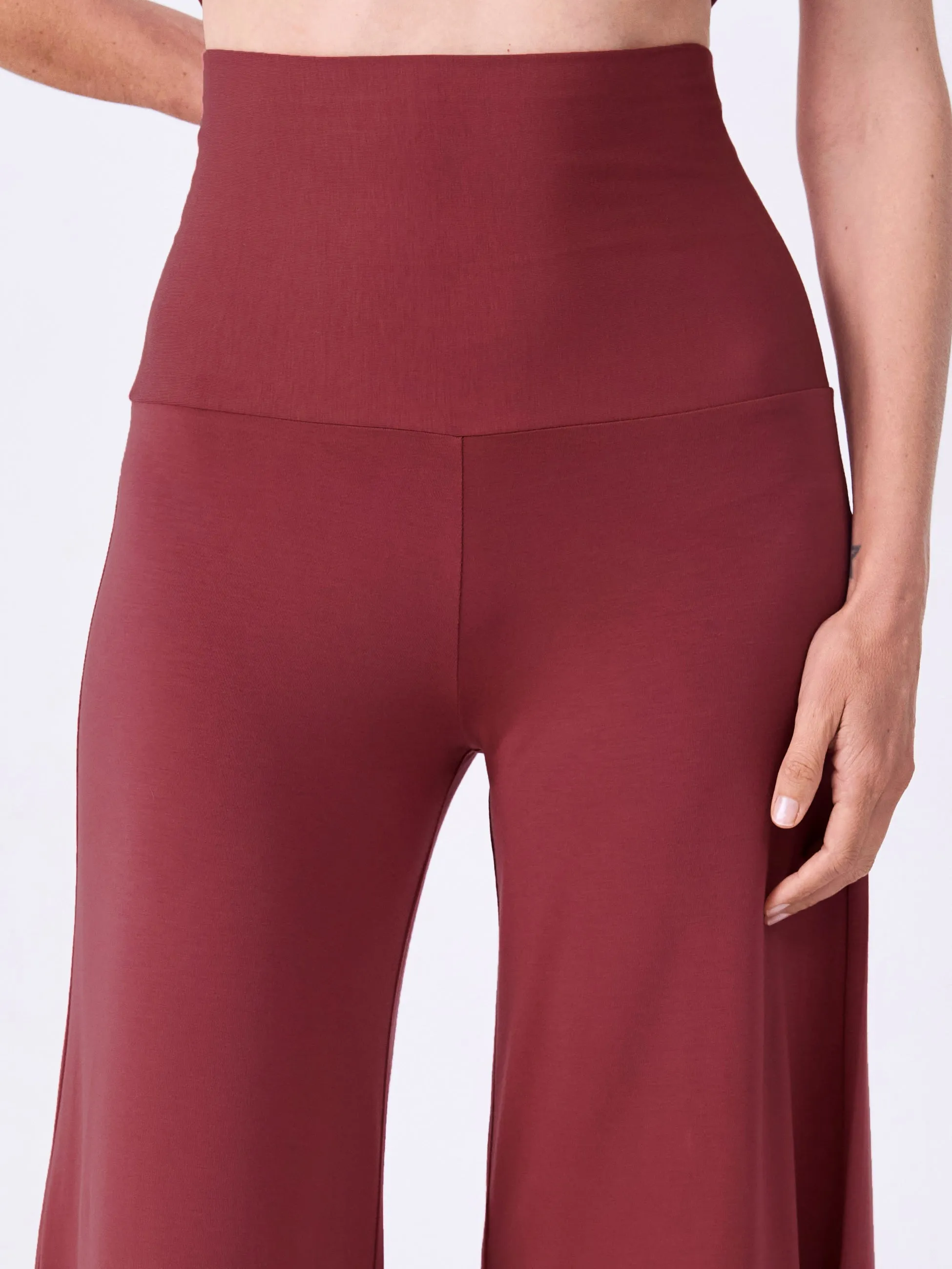 Modal Tulip Flare Pant - Earth Red