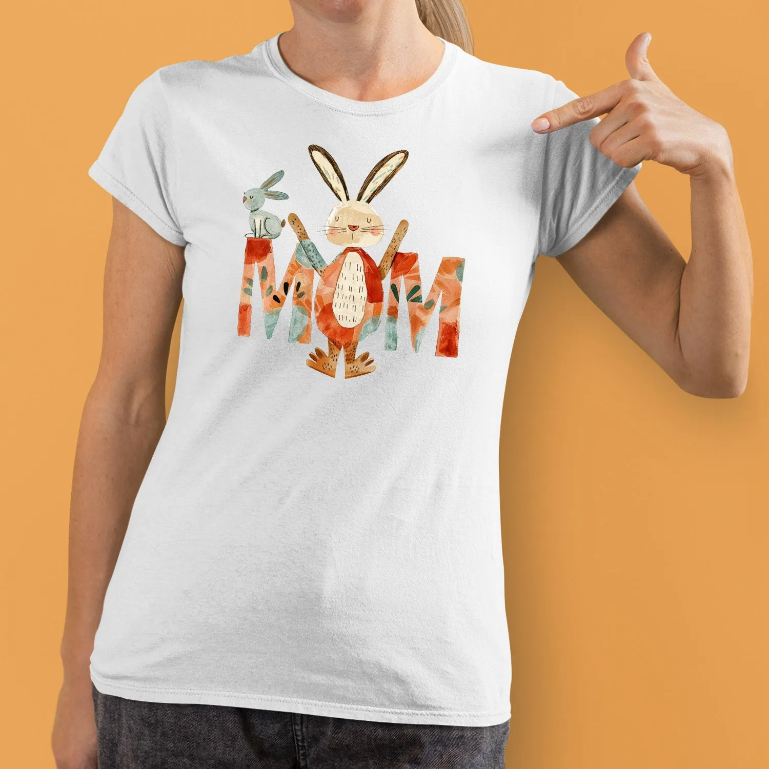 Mom Rabbit Shirt, Bunny Shirt Custom Mom Shirt, Mom Life Shirt, Mama Shirt, Mom Shirt, Mother's Day Gift, Happy Mother’s Day