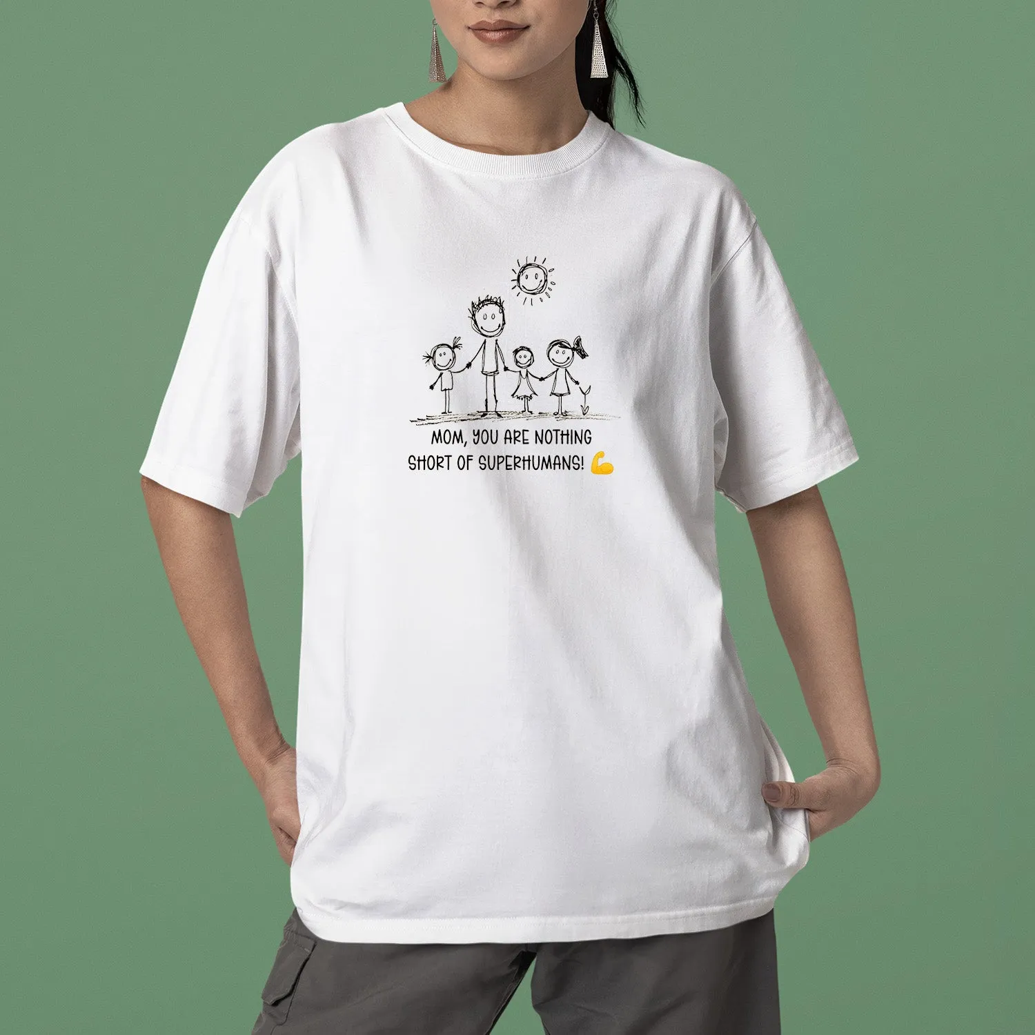 Mom, You Are Nothing Short Of Superhumans Shirt, Mom And Children Sweatshirt, Family Drawing Shirt, Kids Drawing Shirt, Mom Shirt With Kids Art, Mama Shirt, Mom Shirt, Mother's Day Gift, Happy Mother's Day