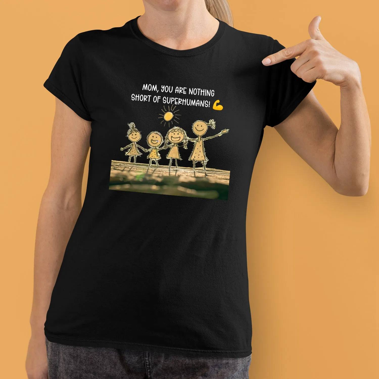 Mom, You Are Nothing Short Of Superhumans Shirt, Mom And Children Sweatshirt, Family Drawing Shirt, Kids Drawing Shirt, Mom Shirt With Kids Art, Mama Shirt, Mom Shirt, Mother's Day Gift, Happy Mother's Day