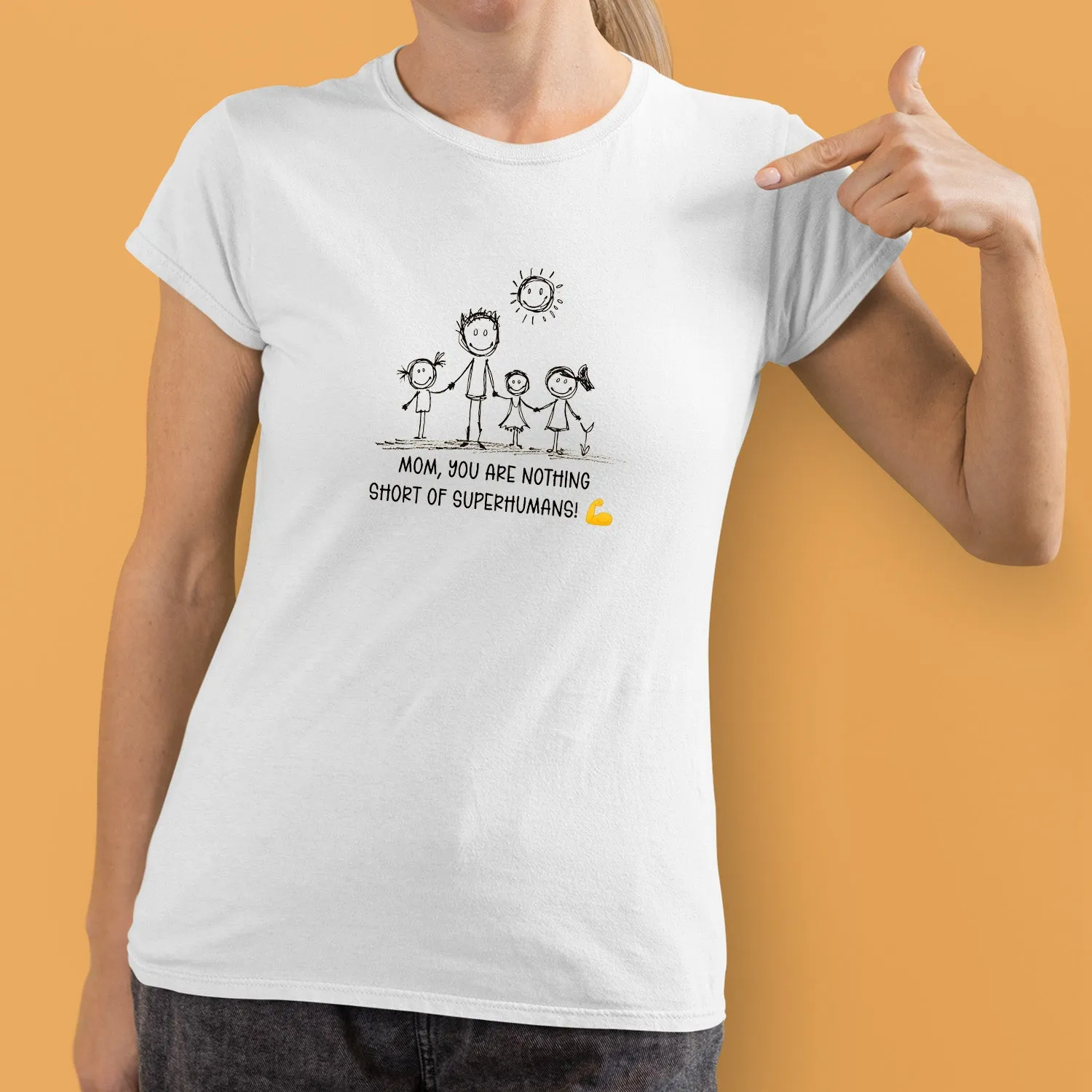 Mom, You Are Nothing Short Of Superhumans Shirt, Mom And Children Sweatshirt, Family Drawing Shirt, Kids Drawing Shirt, Mom Shirt With Kids Art, Mama Shirt, Mom Shirt, Mother's Day Gift, Happy Mother's Day