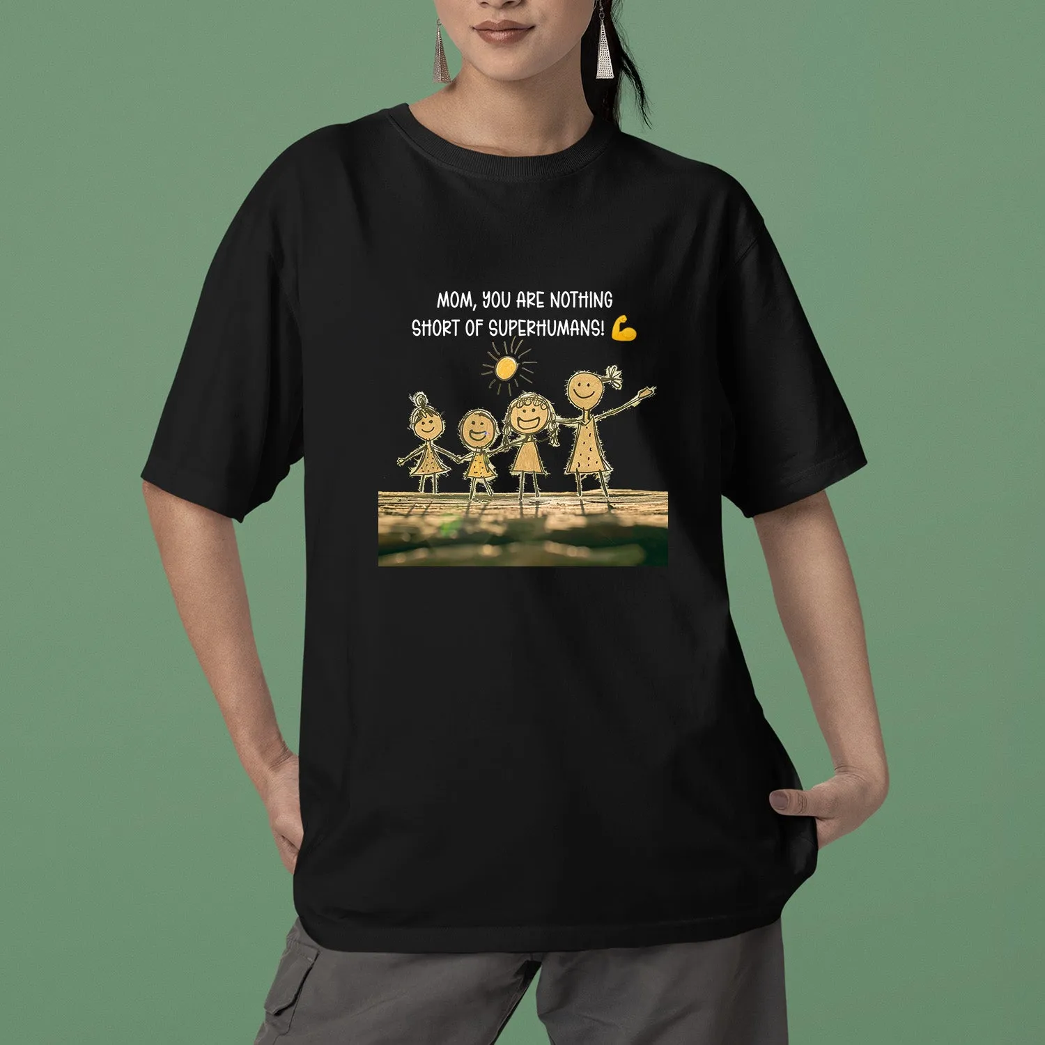 Mom, You Are Nothing Short Of Superhumans Shirt, Mom And Children Sweatshirt, Family Drawing Shirt, Kids Drawing Shirt, Mom Shirt With Kids Art, Mama Shirt, Mom Shirt, Mother's Day Gift, Happy Mother's Day
