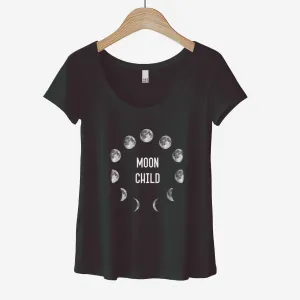 Moon Child with Lunar Phases - Women’s Flex Scoop Neck Tee
