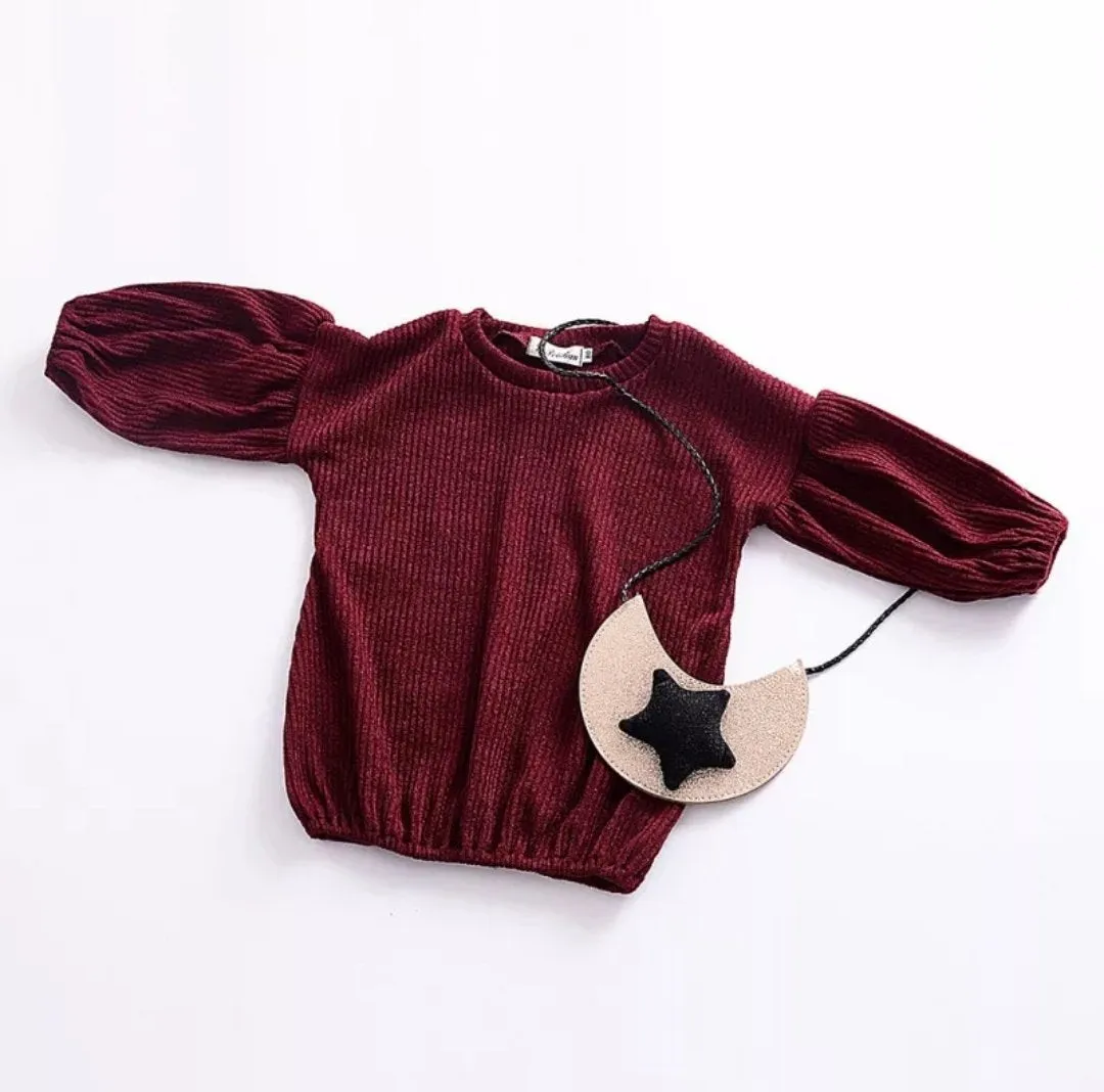 Morgan Puff Sleeve Pull Over Top Girl