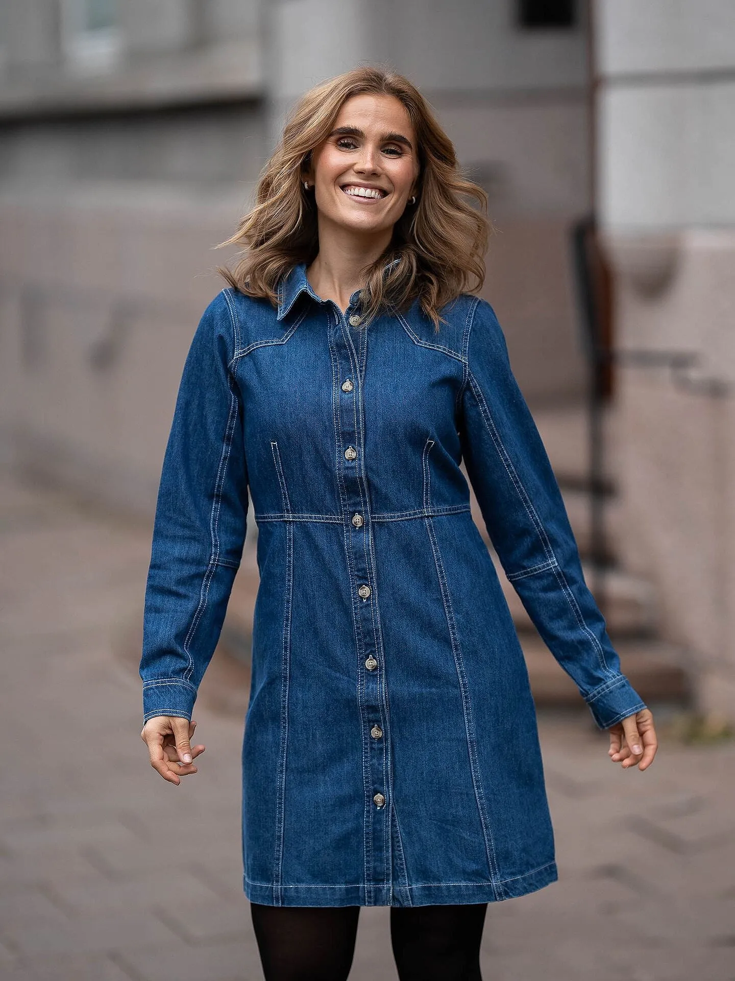 MSCH Dielle Emma Dress - Dark Blue Wash