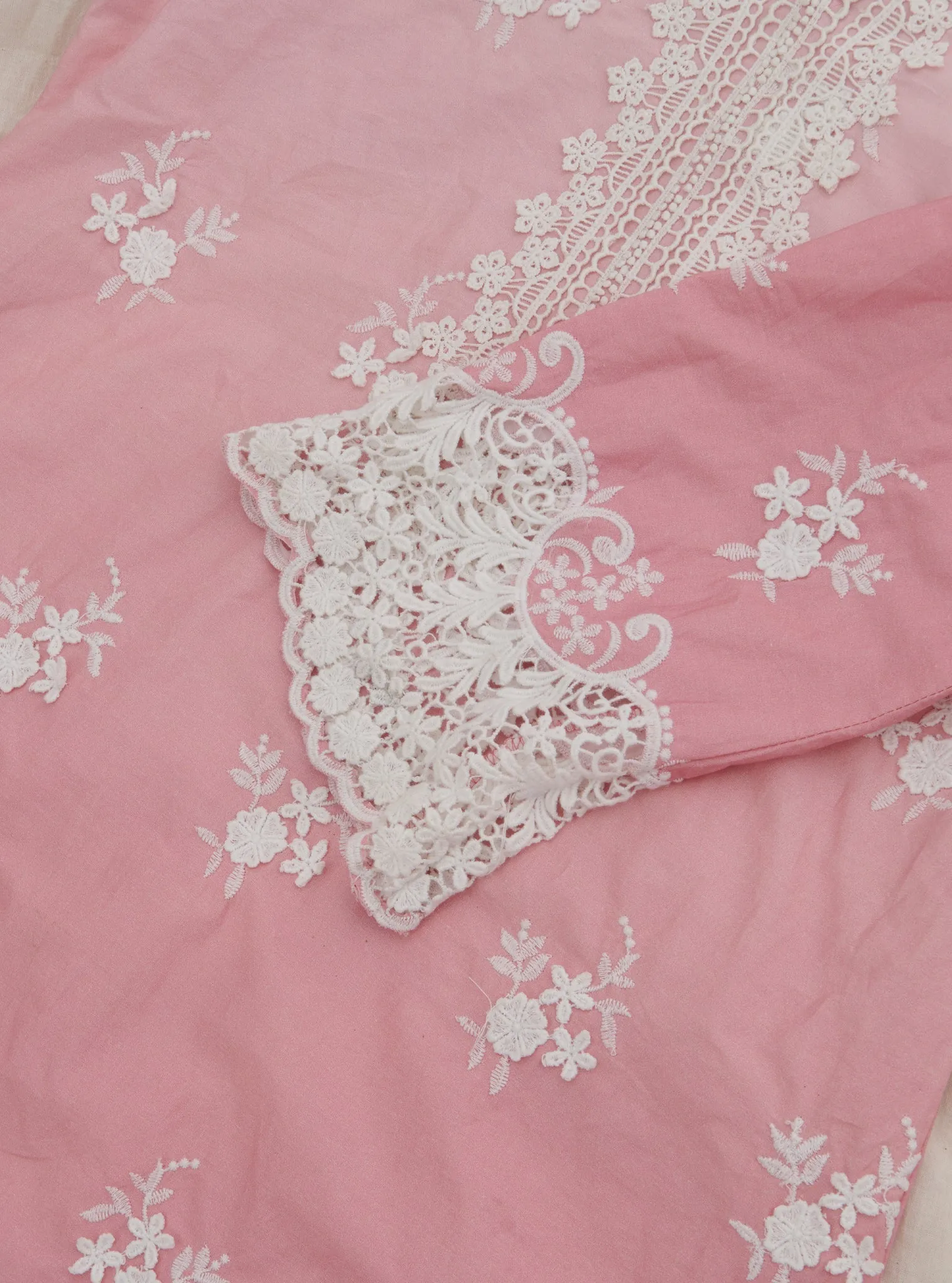 Mulmul Cotton Chapoli Pink Kurta With Chapoli Pink Pant