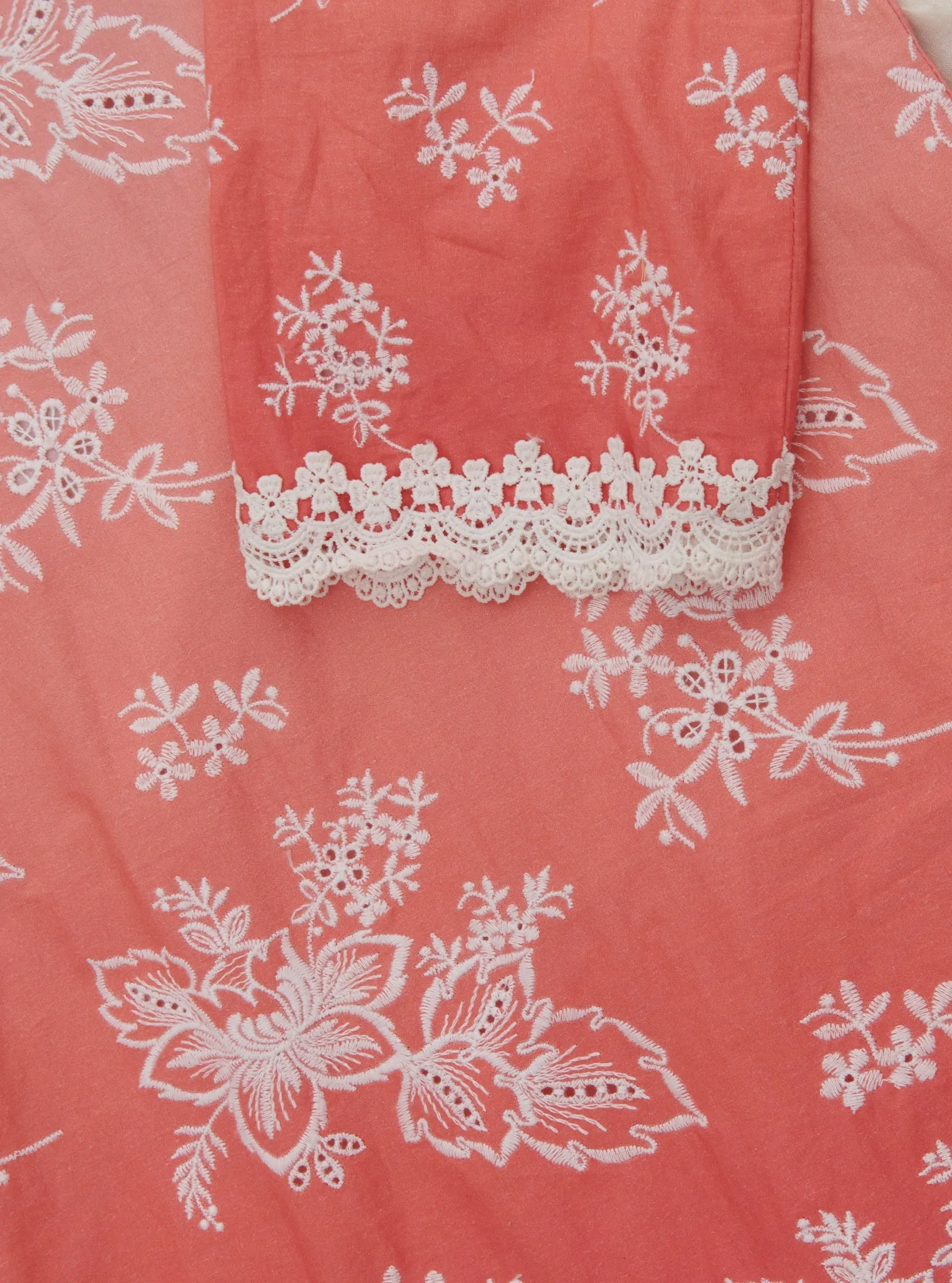 Mulmul Cotton Savri Red Kurta With Savri Red Dhoti Pant
