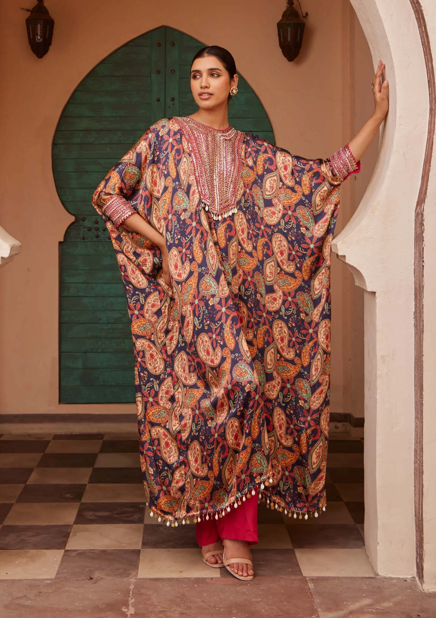 Multicolor printed jalsaa kaftan and pants