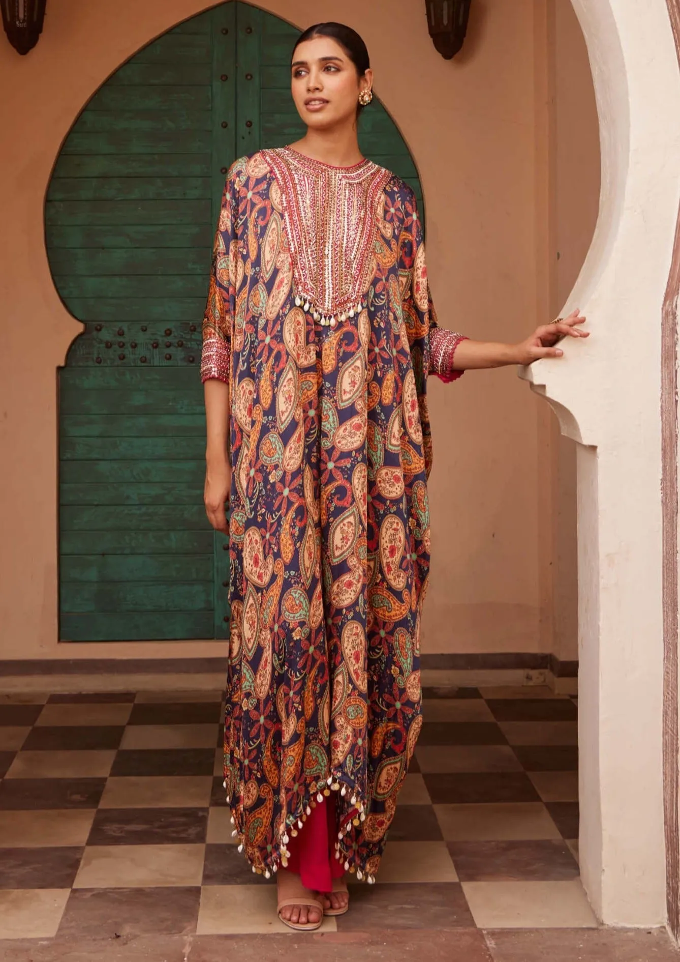 Multicolor printed jalsaa kaftan and pants