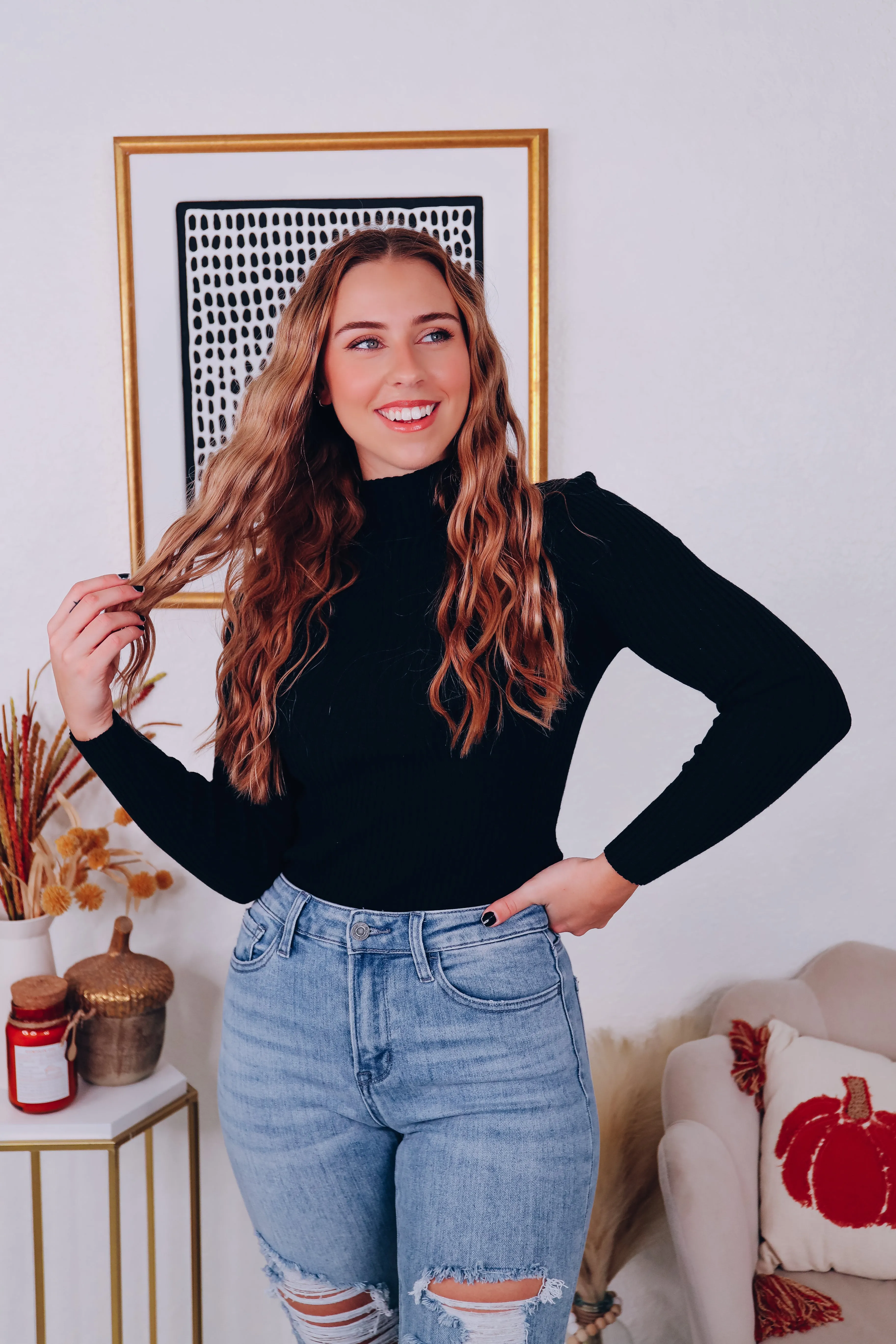 Myra Mock Neck Sweater - Black