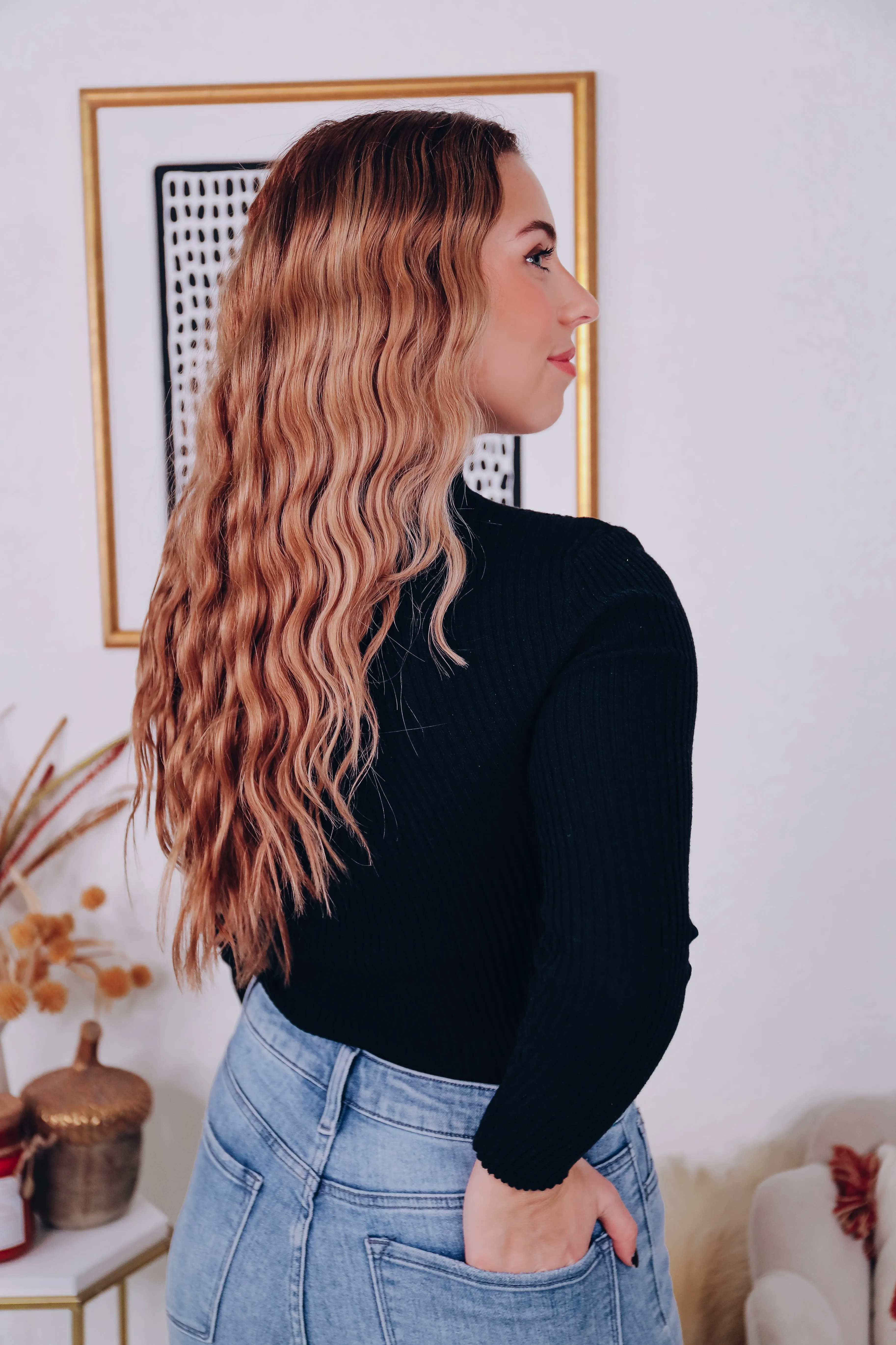 Myra Mock Neck Sweater - Black