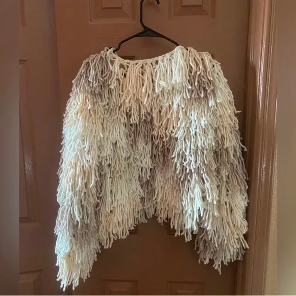 Nasty Gal Multi Fringe Oversized Cardigan. Ivory. Small